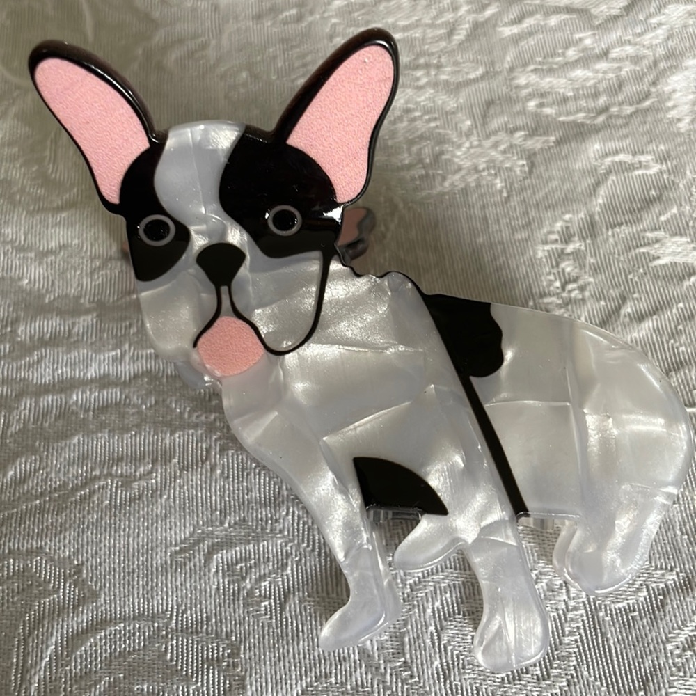 French bull dog hair clip, small claw clips acetate, hair clip.